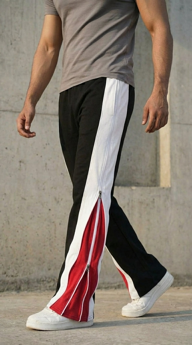 Triple Panel Zip Track Pants