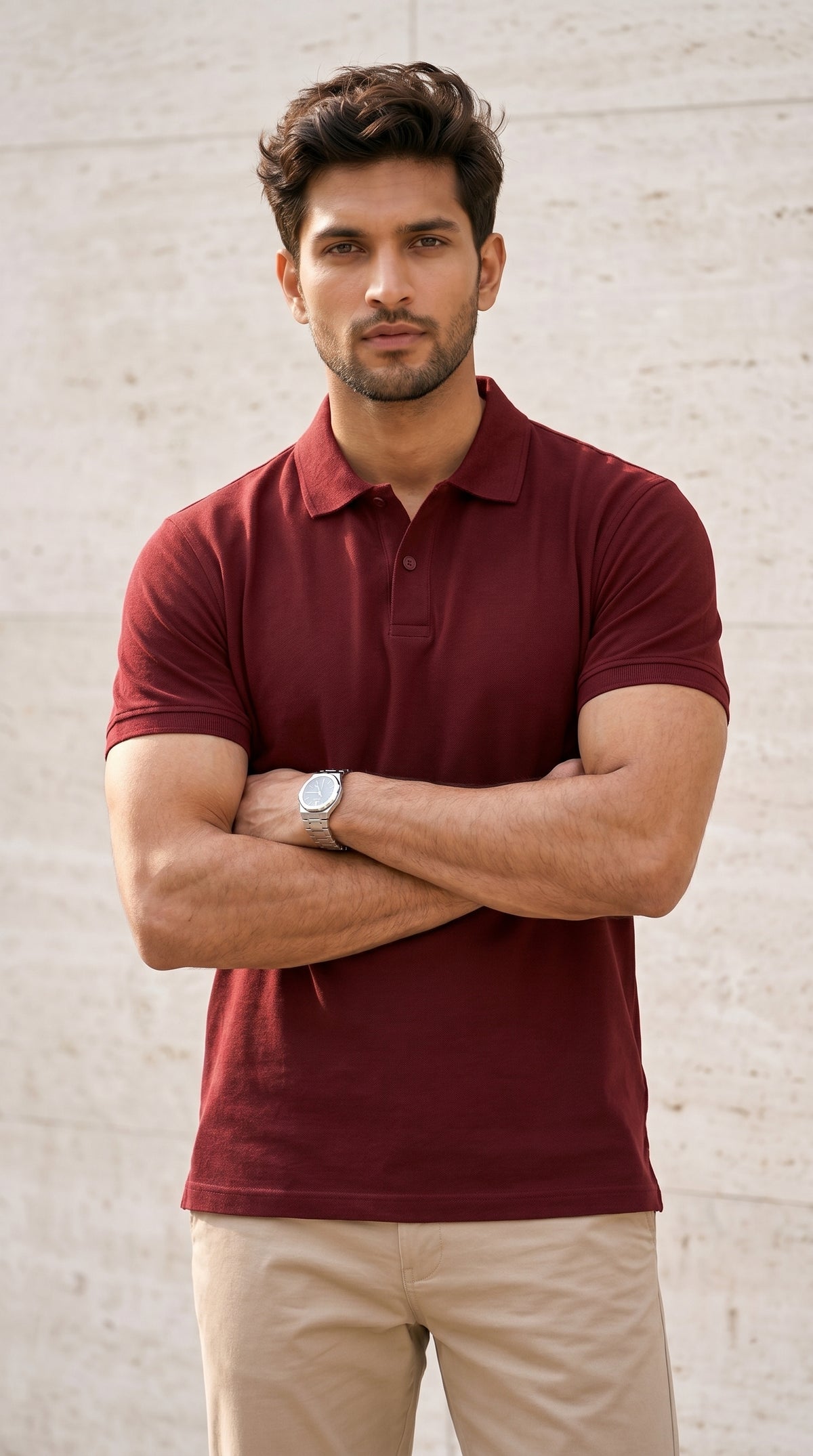 Maroon Relaxed Fit Polo Tee-6