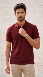 Maroon Relaxed Fit Polo Tee