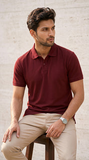 Maroon Relaxed Fit Polo Tee