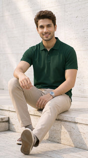 Bottle Green Relaxed Fit Polo Tee