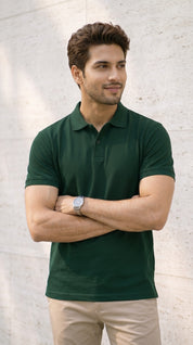 Bottle Green Relaxed Fit Polo Tee