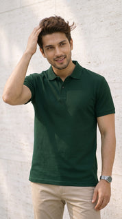 Bottle Green Relaxed Fit Polo Tee
