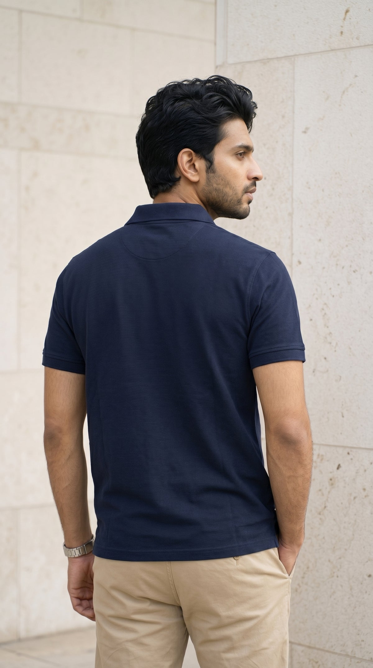Navy Blue Relaxed Fit Polo Tee-6
