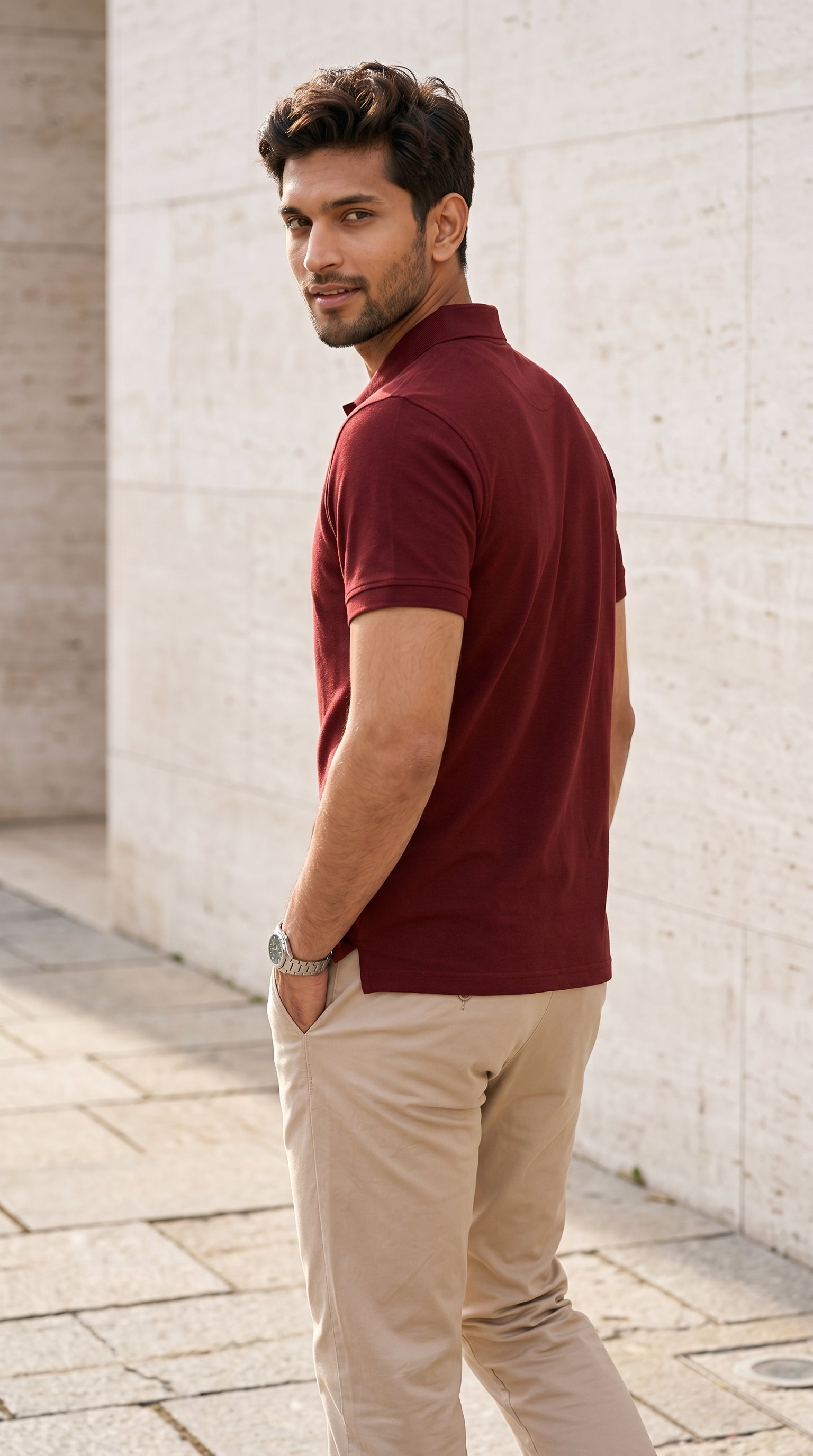 Maroon Relaxed Fit Polo Tee