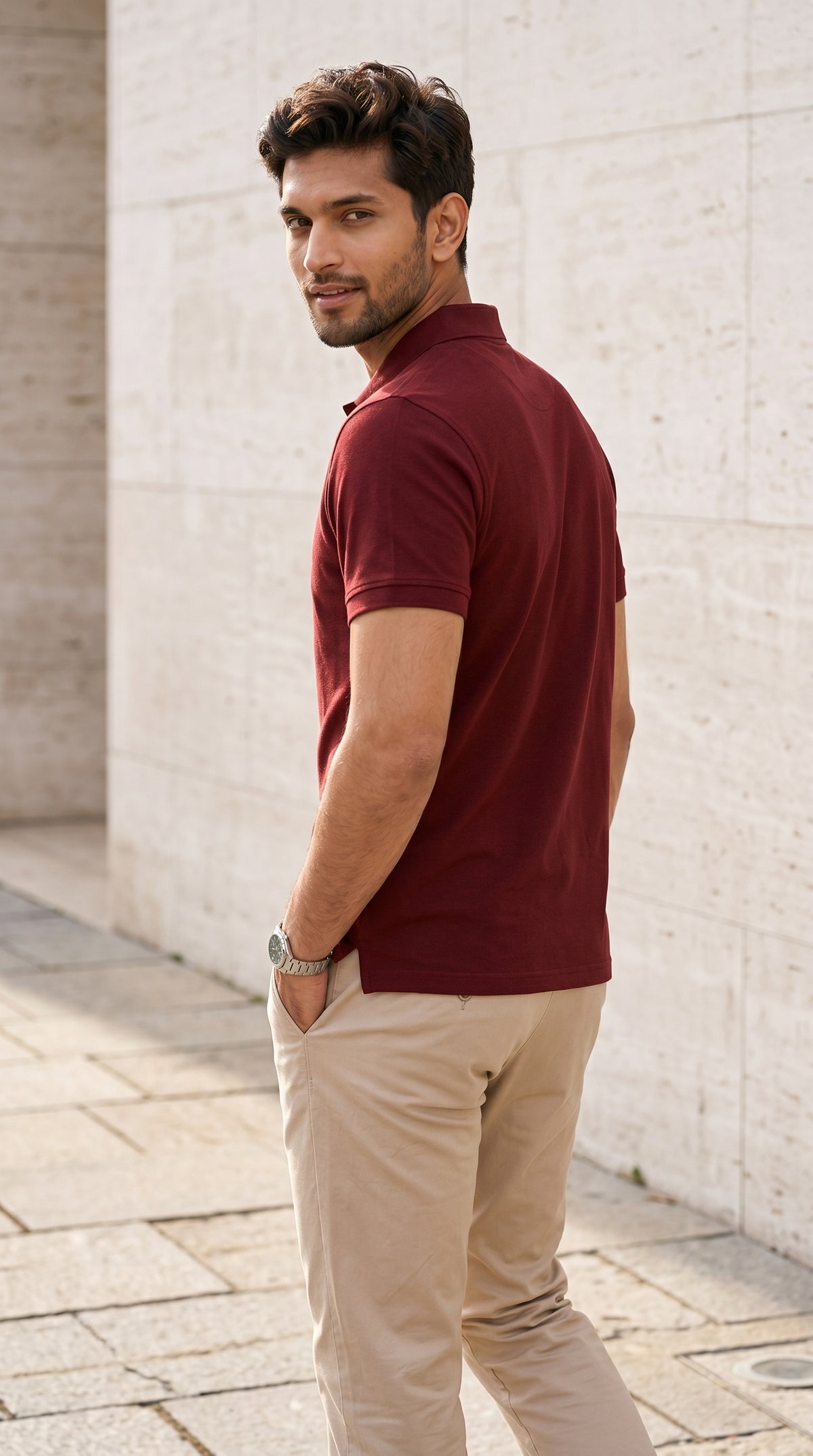Maroon Relaxed Fit Polo Tee-9