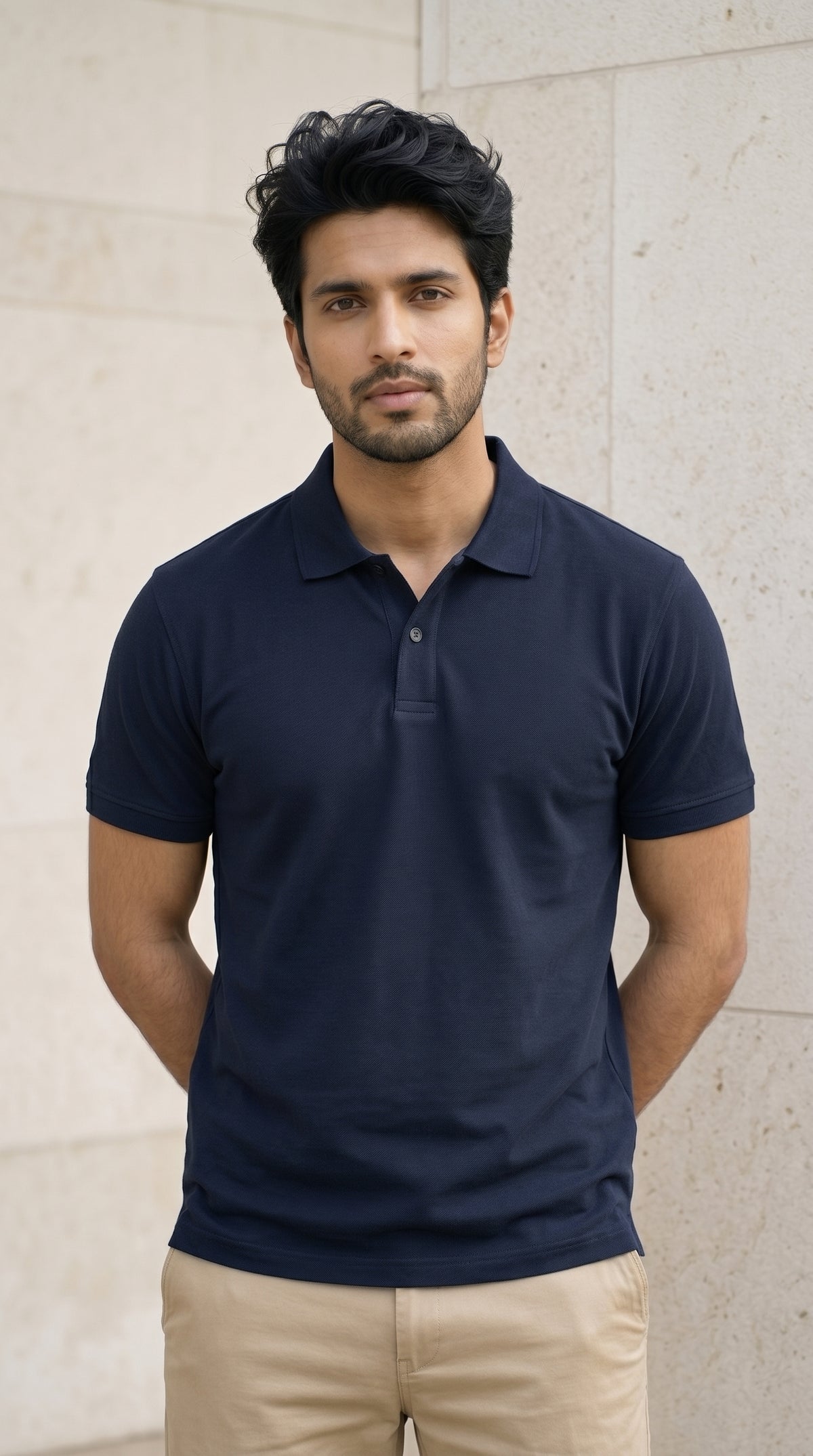 Navy Blue Relaxed Fit Polo Tee-3