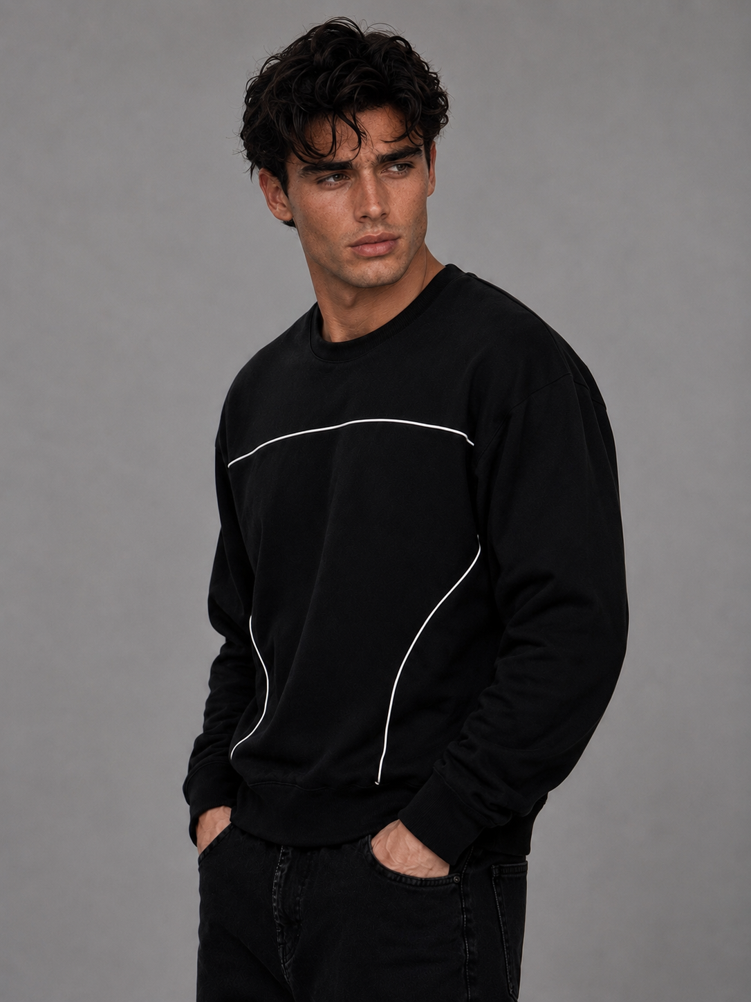 White Circuit Oversized Sweatshirt - Black-2