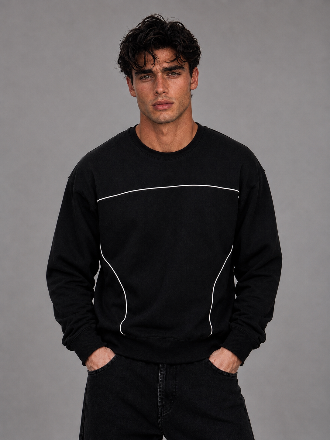 White Circuit Oversized Sweatshirt - Black-1