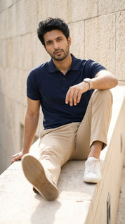 Navy Blue Relaxed Fit Polo Tee