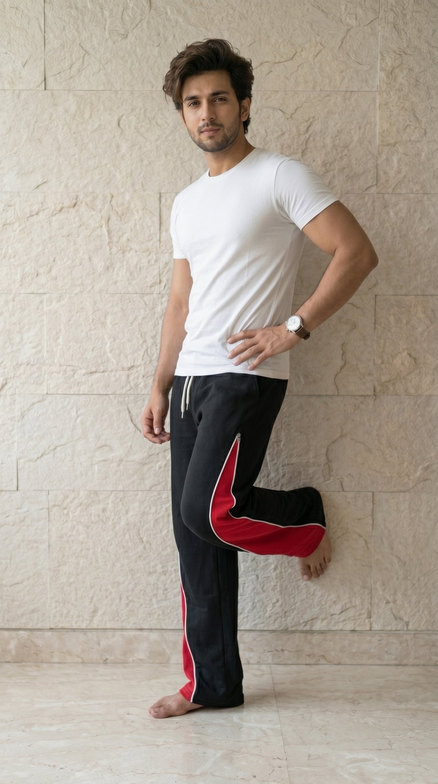ZipSwitch Track Pants – Black with Red Panel