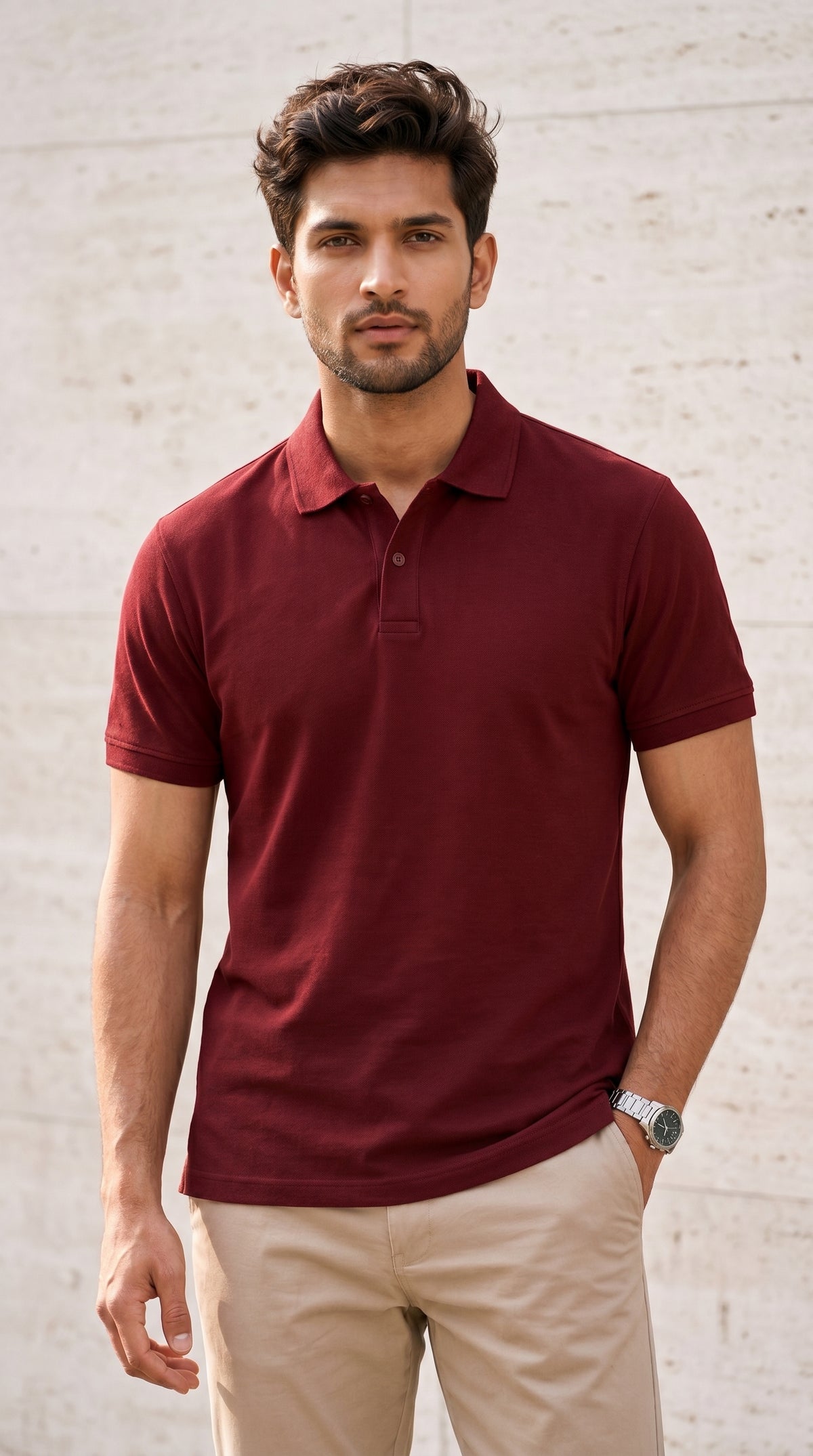 Maroon Relaxed Fit Polo Tee-8