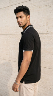 Monochrome Edge Black Polo T-Shirt