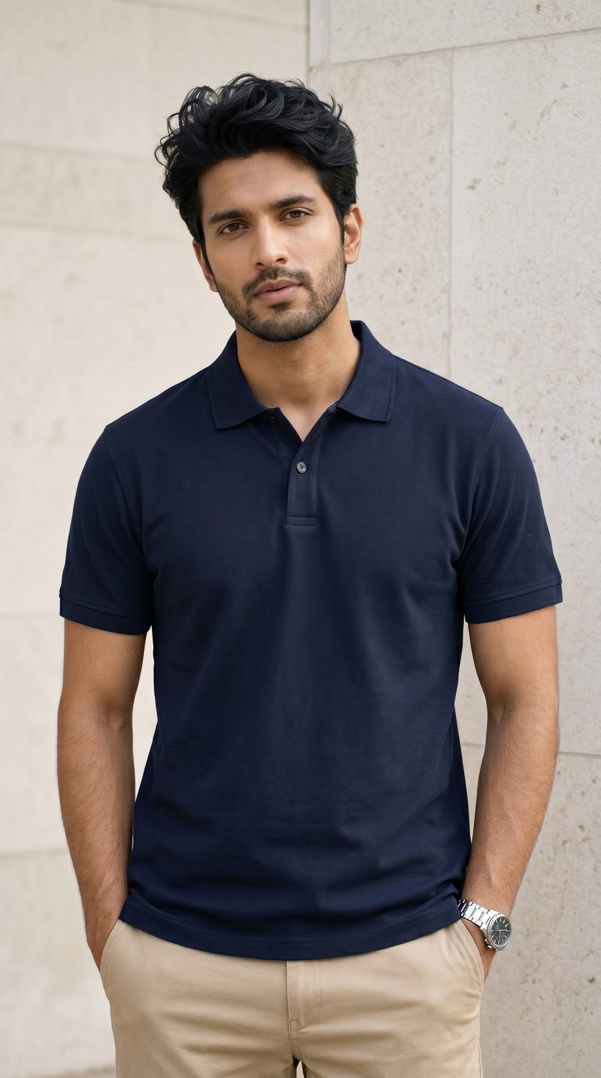 Navy Blue Relaxed Fit Polo Tee-9