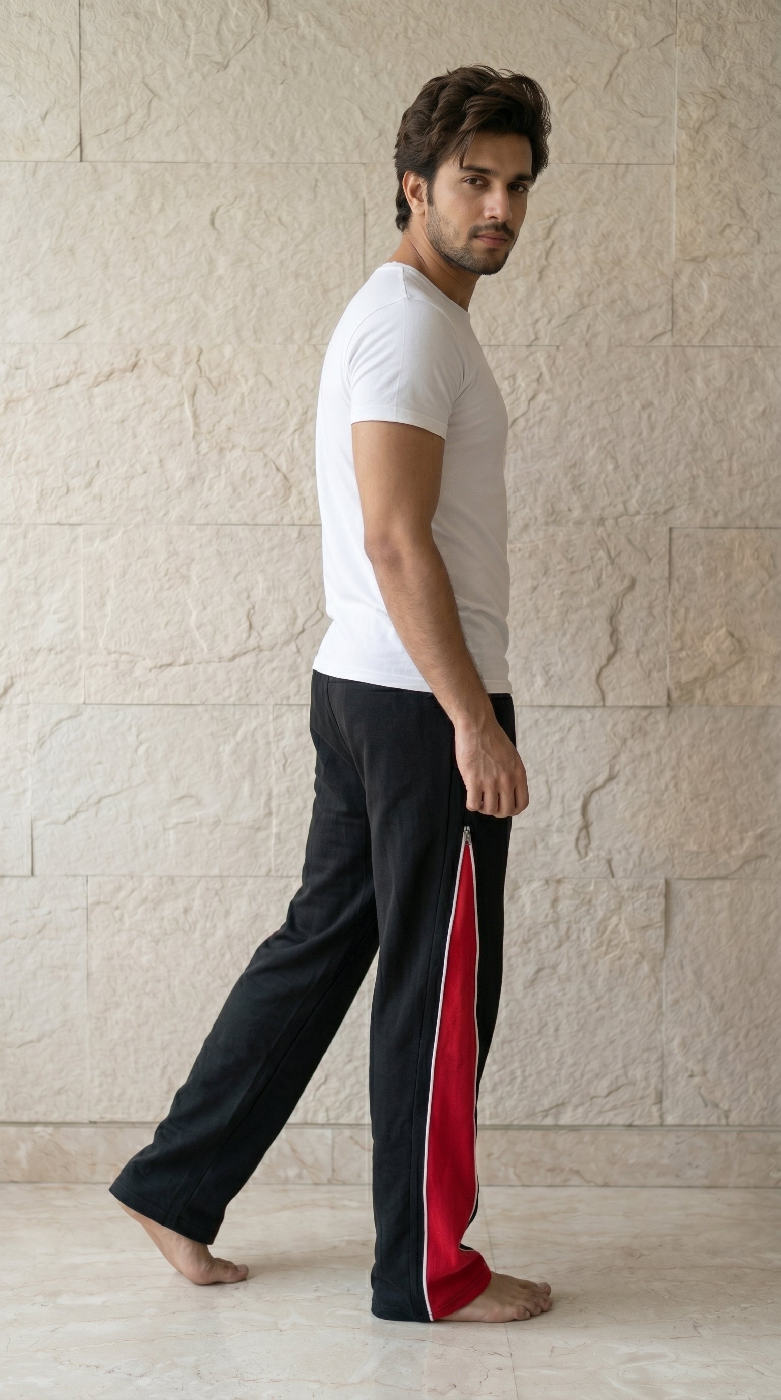 ZipSwitch Track Pants – Black with Red Panel