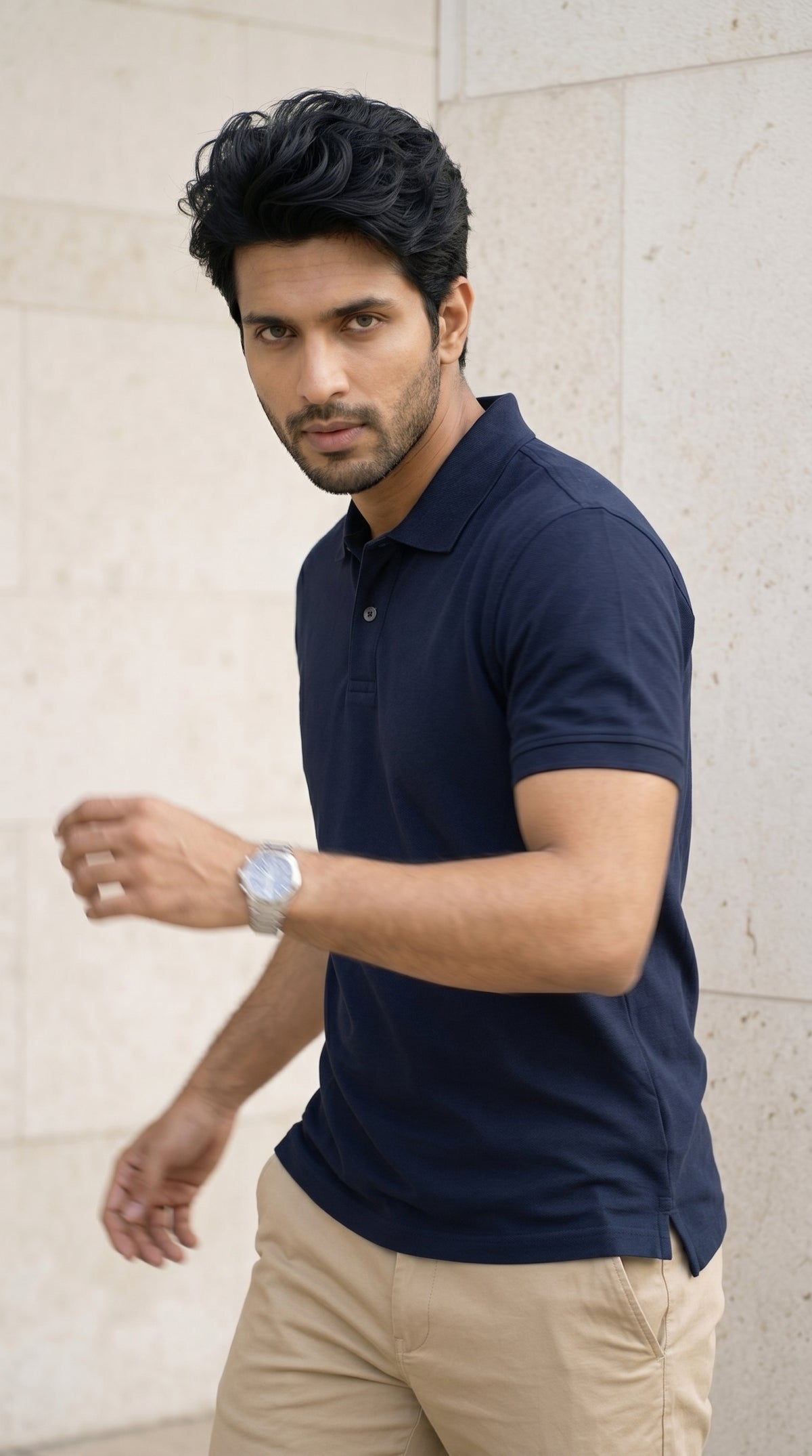 Navy Blue Relaxed Fit Polo Tee-11