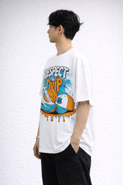 Men’s White Respect The Drip Graphic Printed T-Shirt