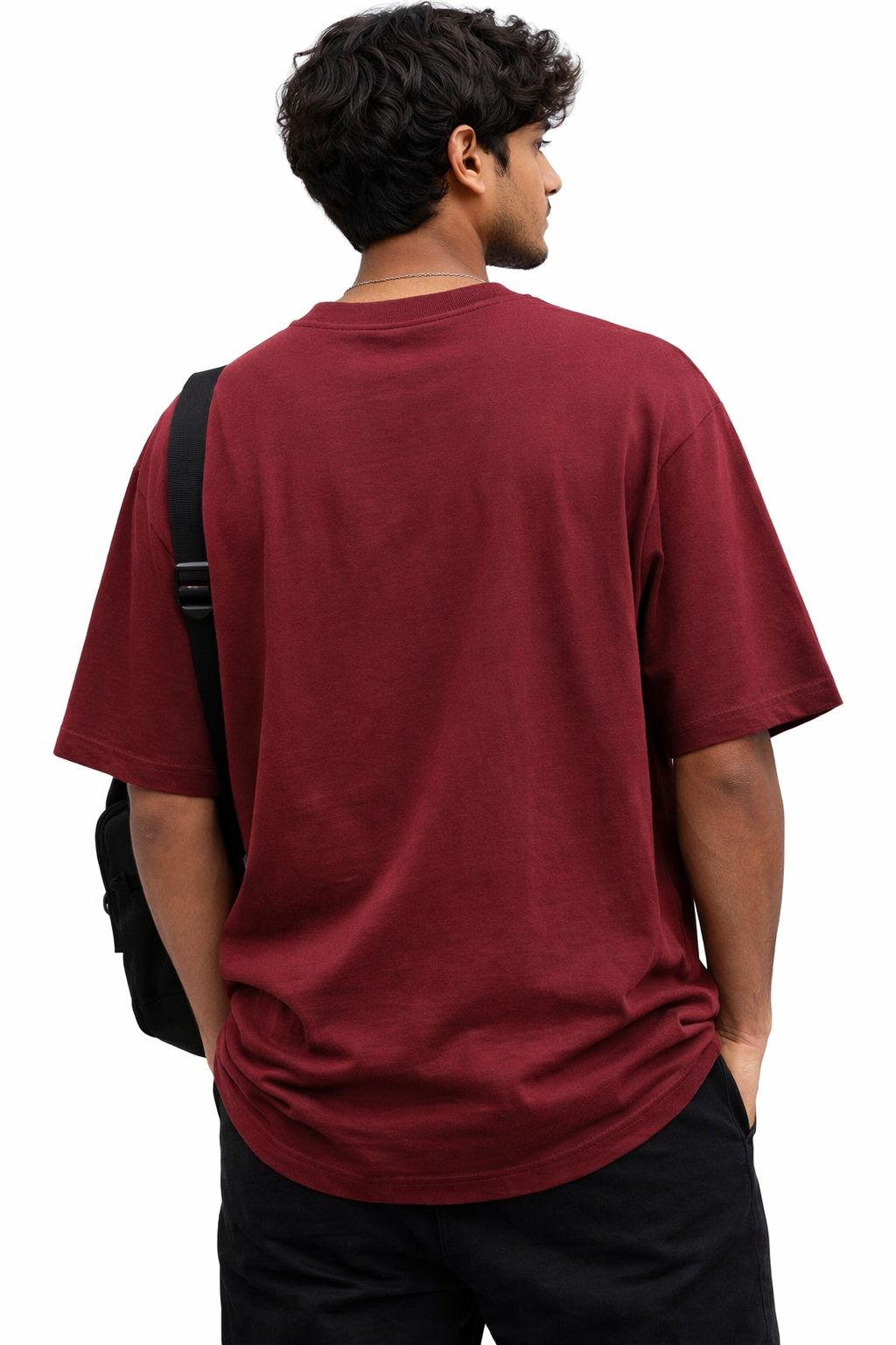 Essential Oversized Maroon Tee-3