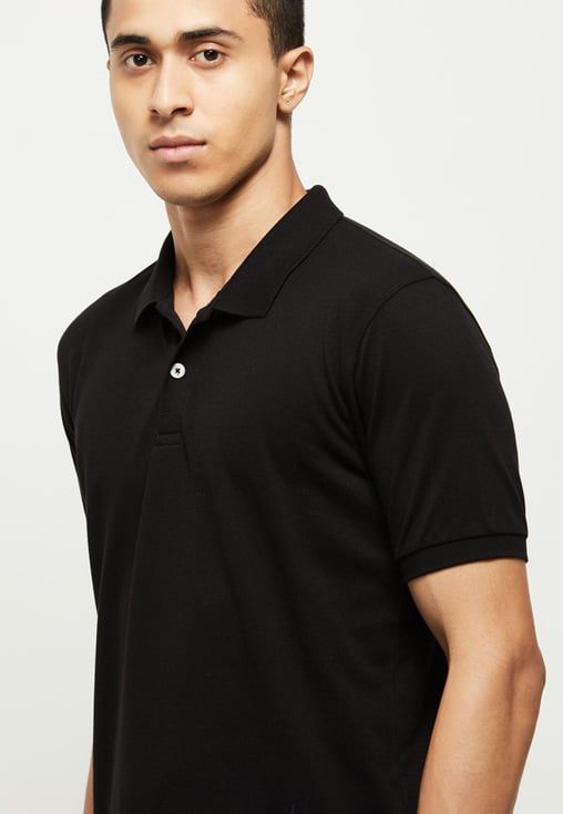 Midnight Black Relaxed Fit Polo Tee-3