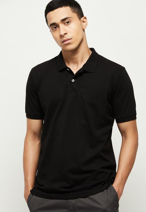 Midnight Black Relaxed Fit Polo Tee