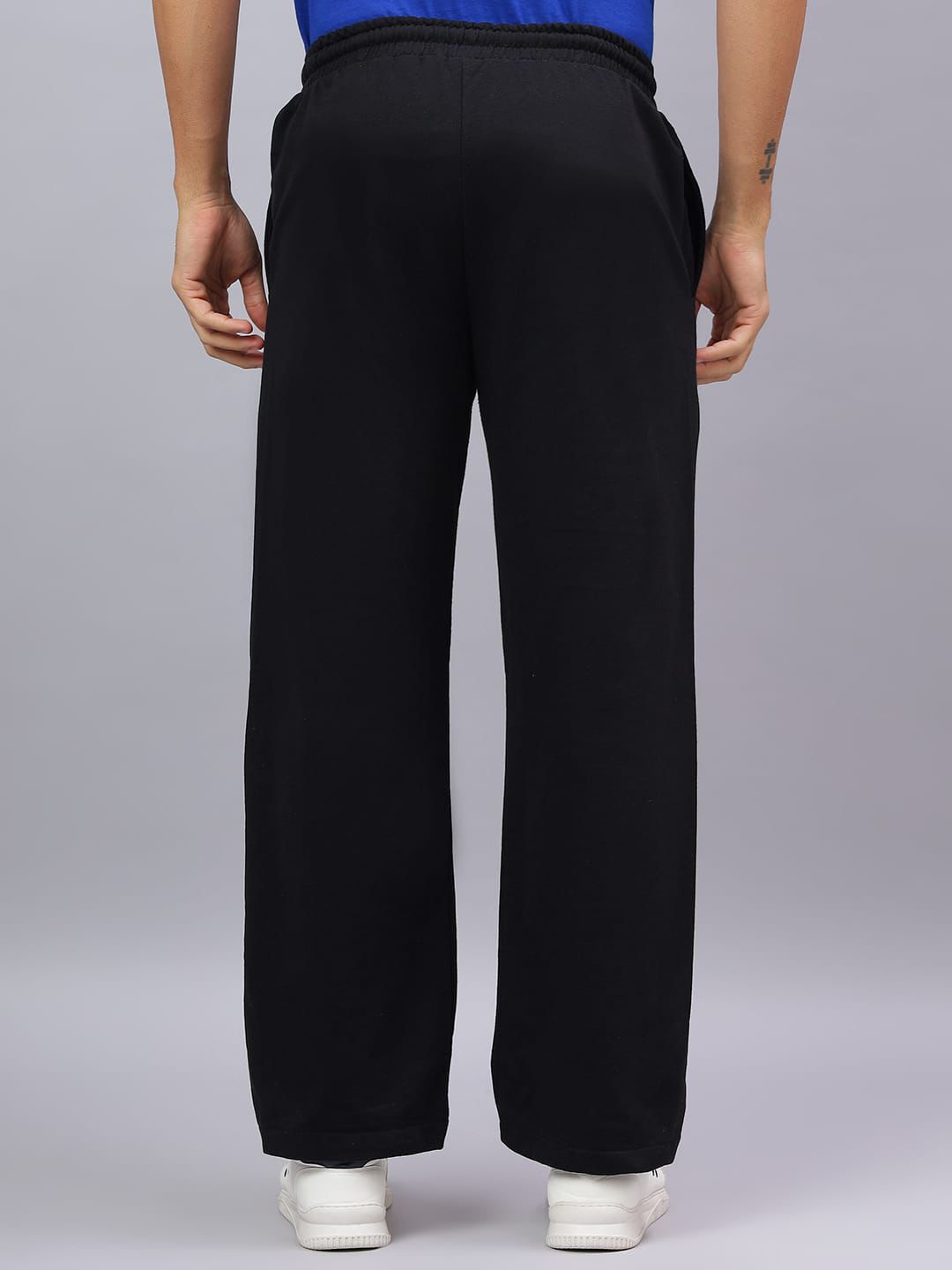 Black Graphic Print Relaxed Fit Track Pants - Auvra-5