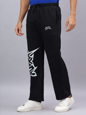 Black Graphic Print Relaxed Fit Track Pants - Auvra