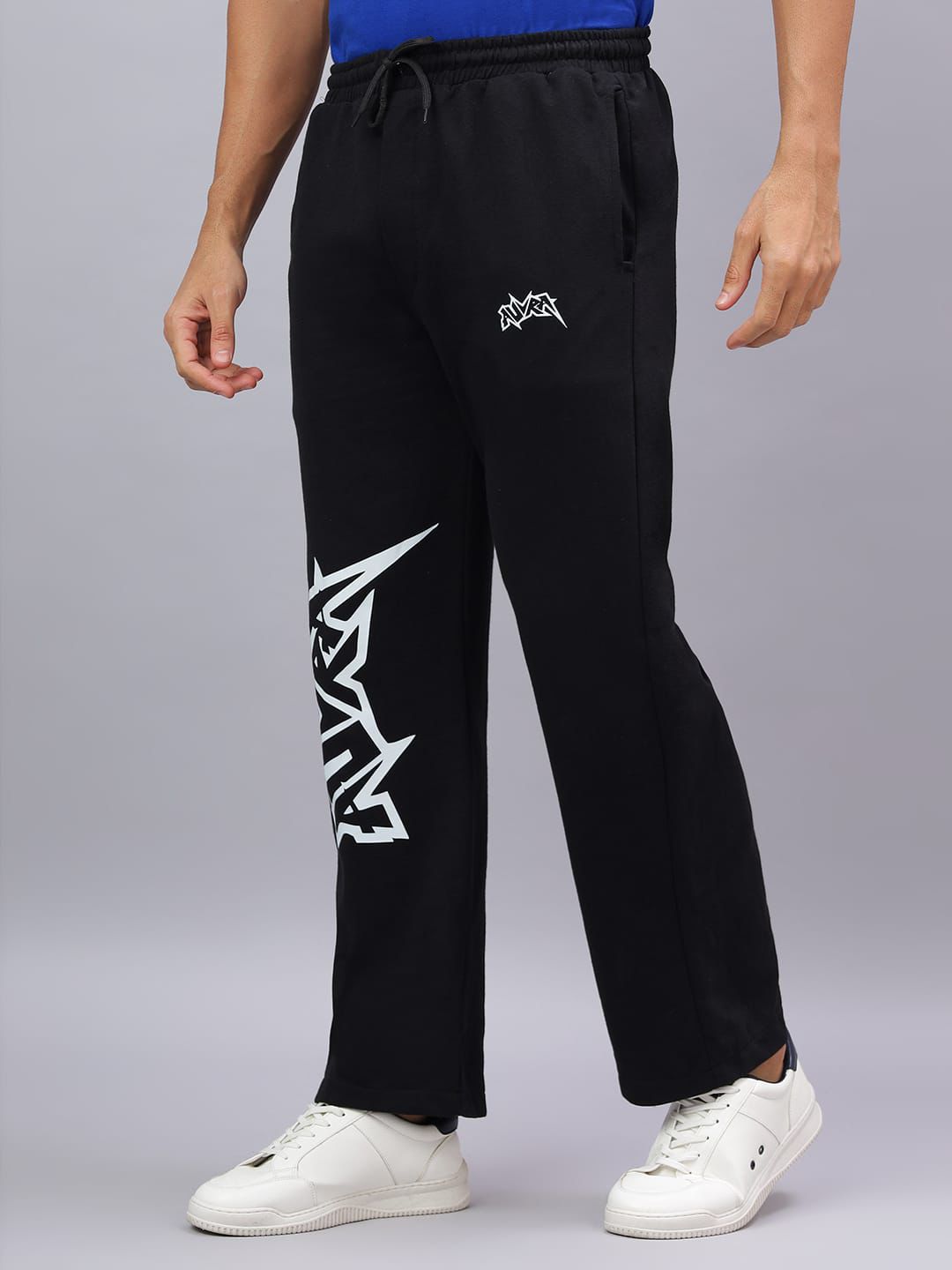 Black Graphic Print Relaxed Fit Track Pants - Auvra-3
