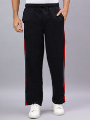 Black Snap Hem Stripe Track Pants