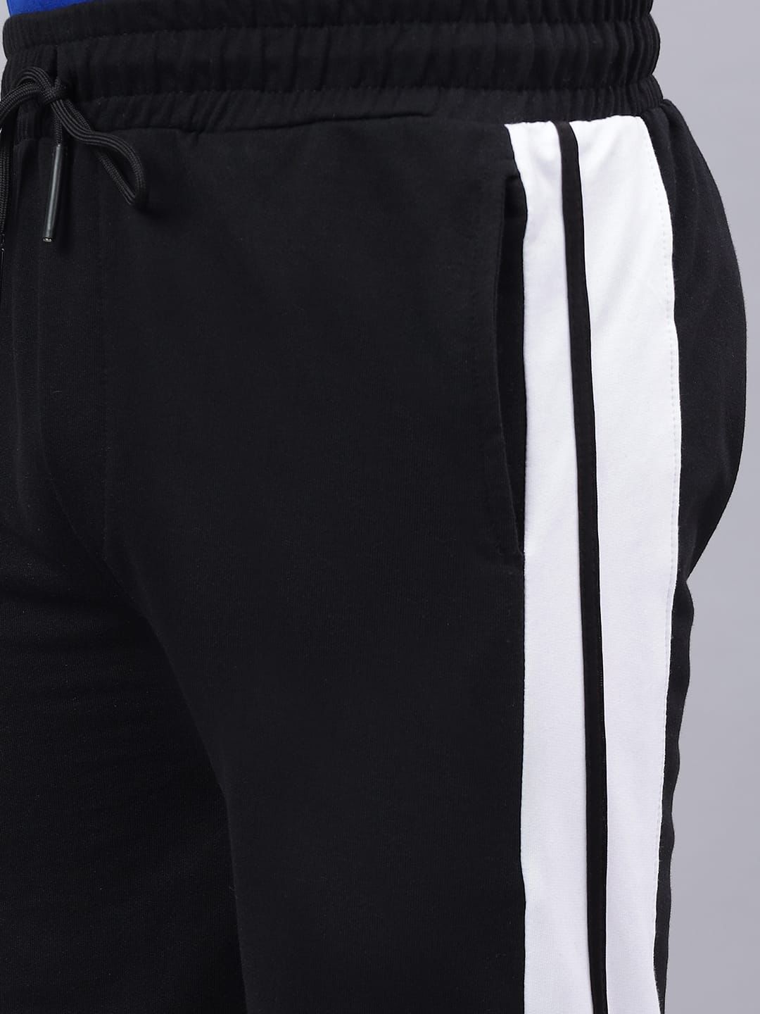 Black Snap Hem Stripe Track Pants-4