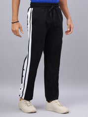 Black Snap Hem Stripe Track Pants