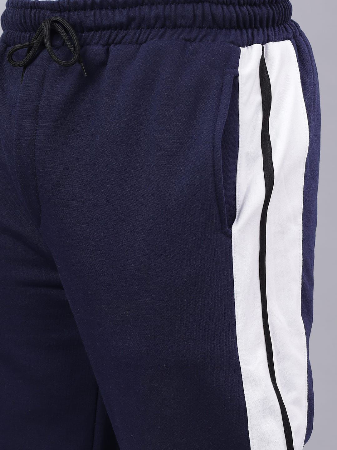 Navy Snap Hem Stripe Track Pants-4