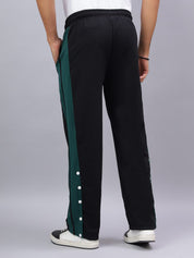 Black Snap Hem Stripe Track Pants
