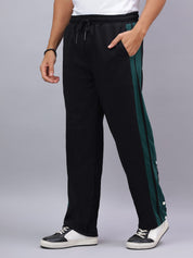 Black Snap Hem Stripe Track Pants