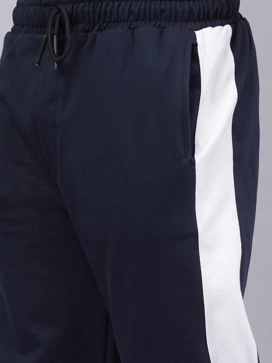 Navy Zip Hem Stripe Track Pants-5