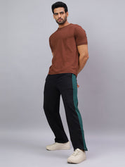 Black Zip Hem Stripe Track Pants