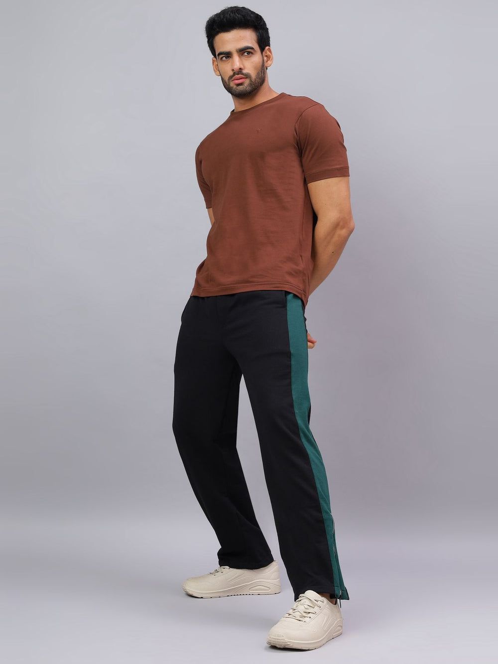 Black Zip Hem Stripe Track Pants