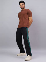 Black Zip Hem Stripe Track Pants
