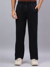 Black Zip Hem Stripe Track Pants