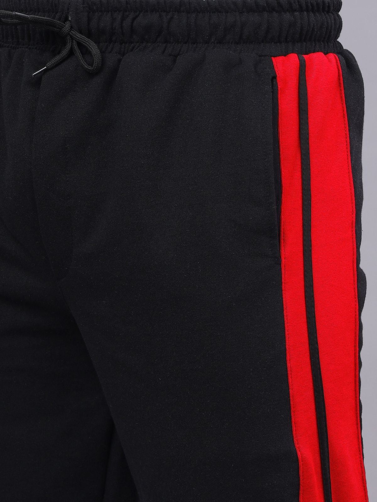 Black Zip Hem Stripe Track Pants-6