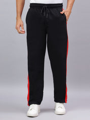 Black Zip Hem Stripe Track Pants
