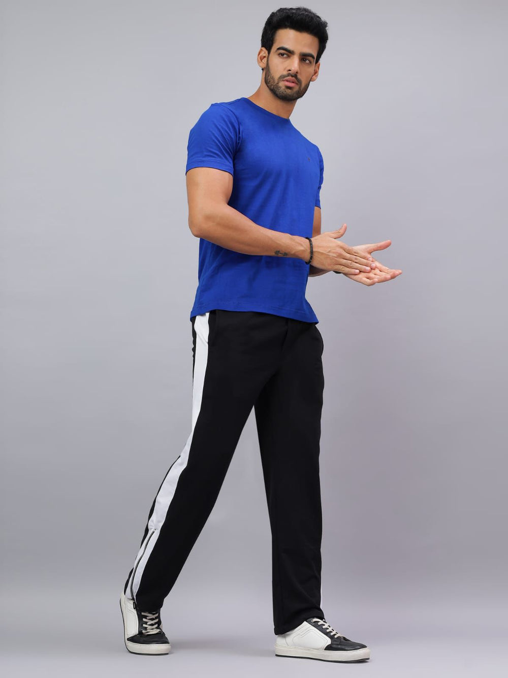 Black Zip Hem Stripe Track Pants