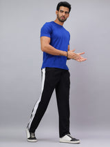 Black Zip Hem Stripe Track Pants