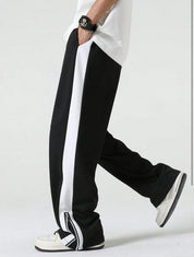 Black Zip Hem Stripe Track Pants