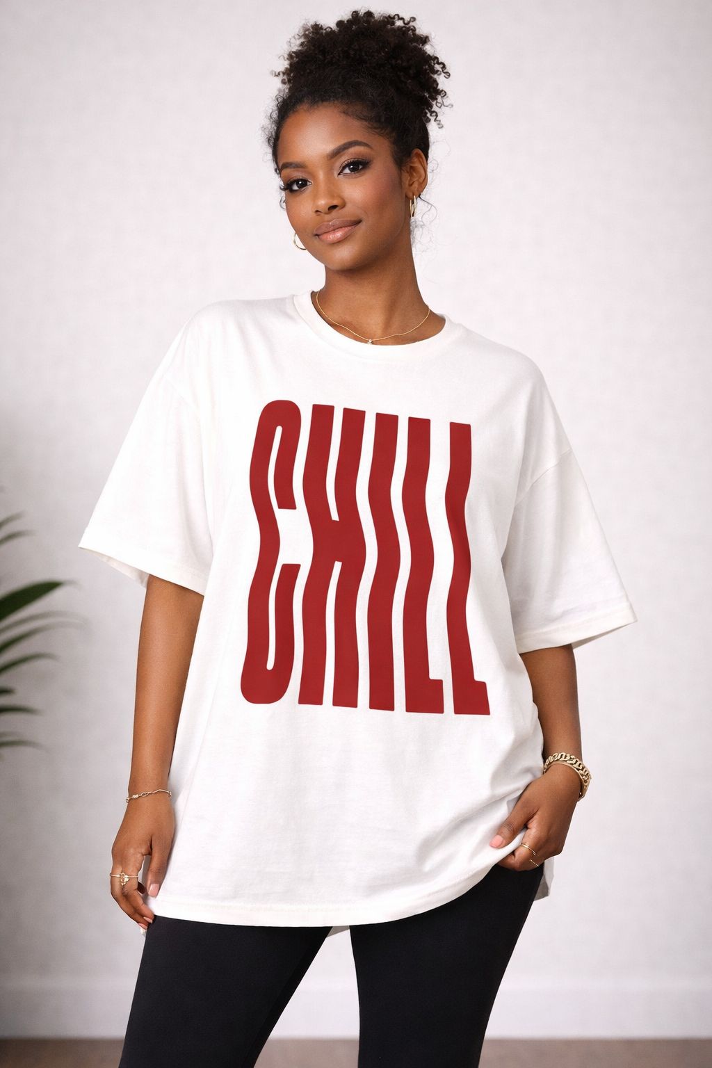 White Oversized T-Shirt with “Chill Mode” Graphic