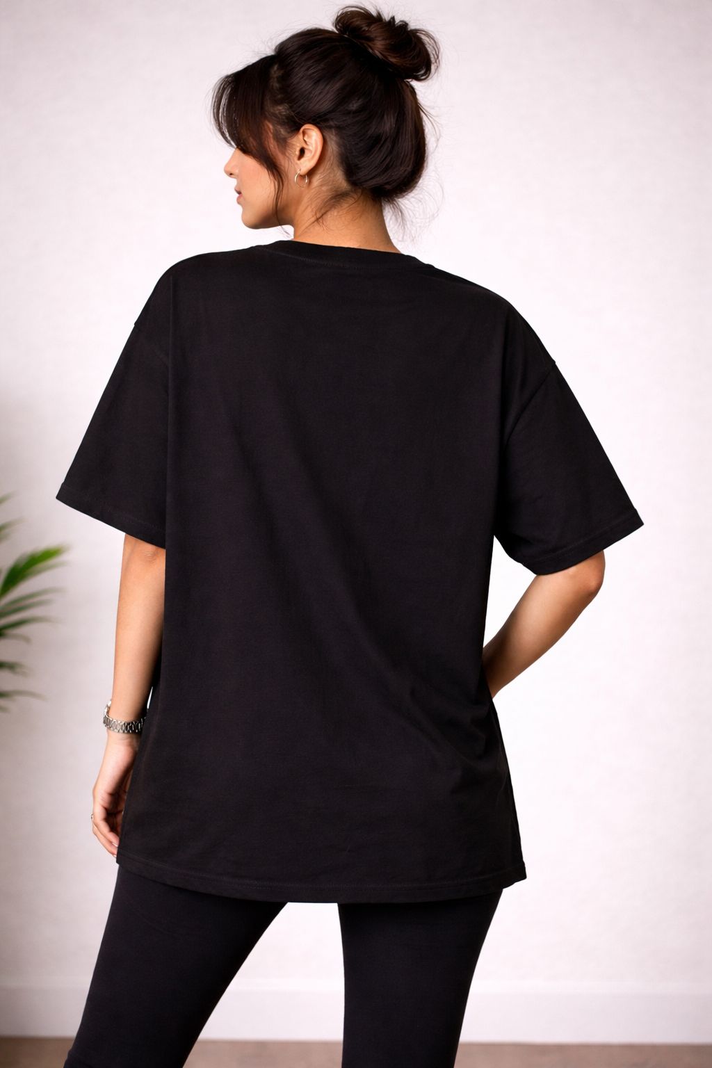 Black Oversized T-Shirt with “No Toxic Energy” Back Print-3