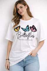 White Oversized T-Shirt with “Butterfly Muse” Graphic