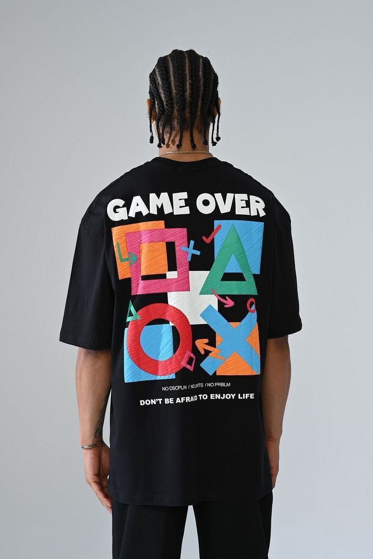 Black Oversized T-Shirt with “Game Over” Back Print