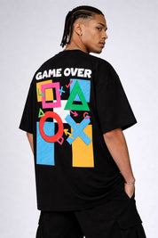 Black Oversized T-Shirt with “Game Over” Back Print