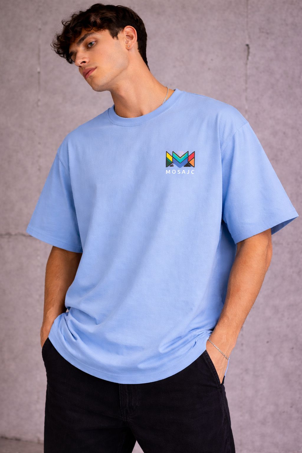 Street Life Oversized Graphic T-Shirt – Sky Blue-3