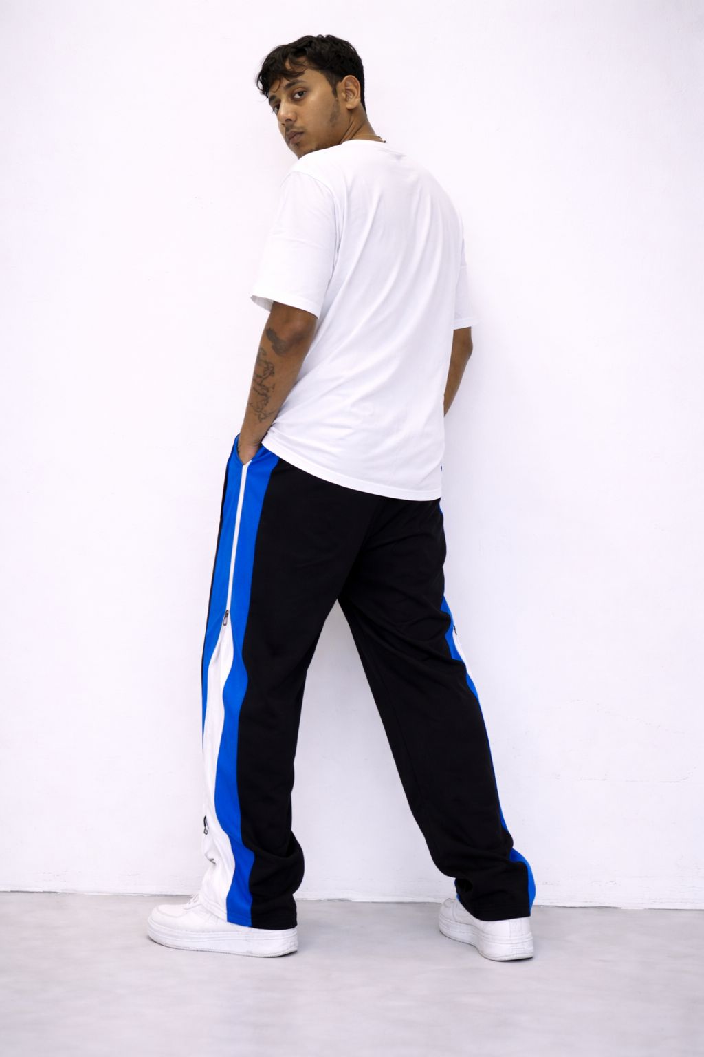 Velocity Blue Zip Panel Track Pants – Black with Blue/White Panel-7